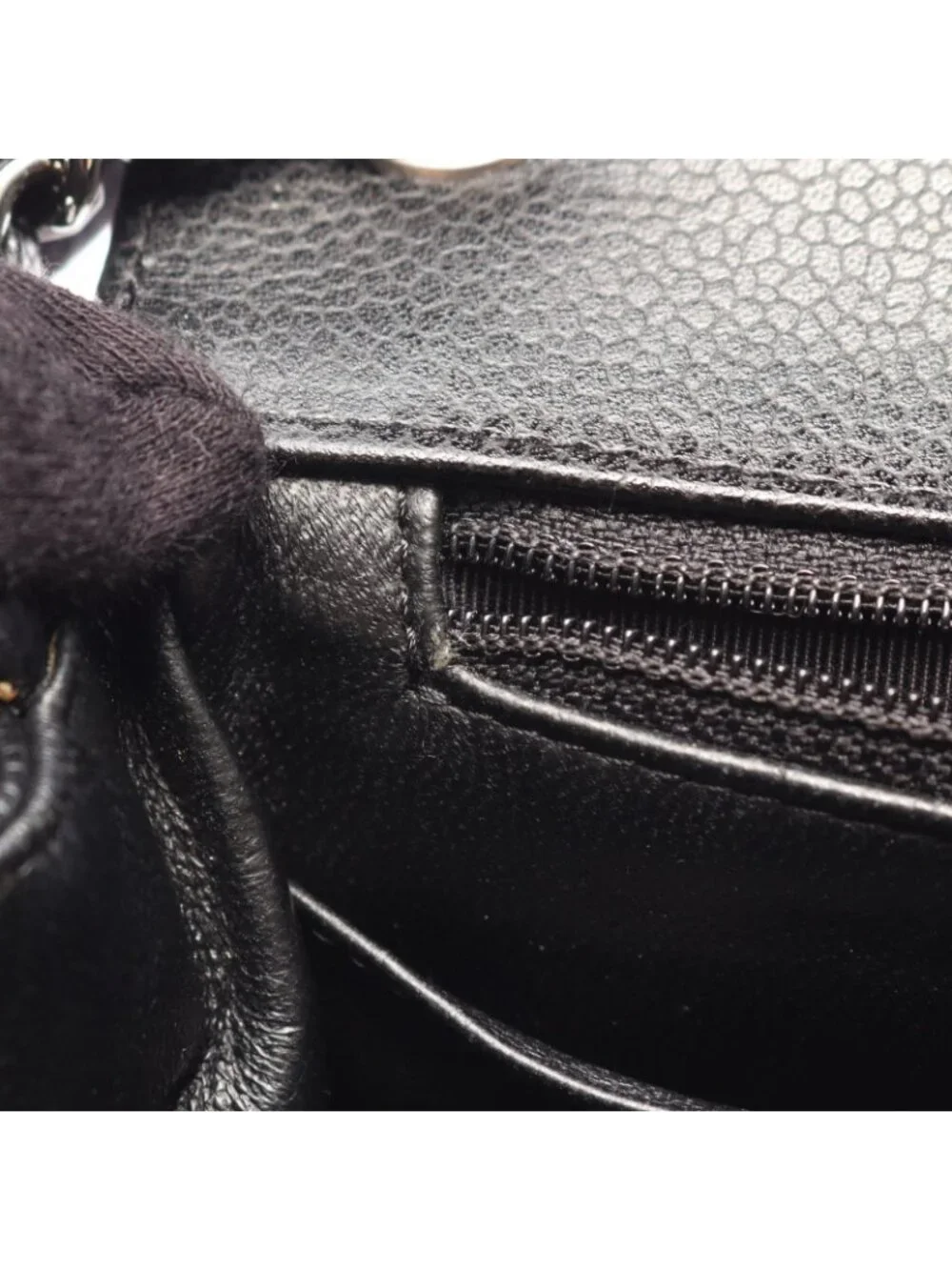 Chanel Shoulder Bag Mini Quilted Black Caviar Leather Chain